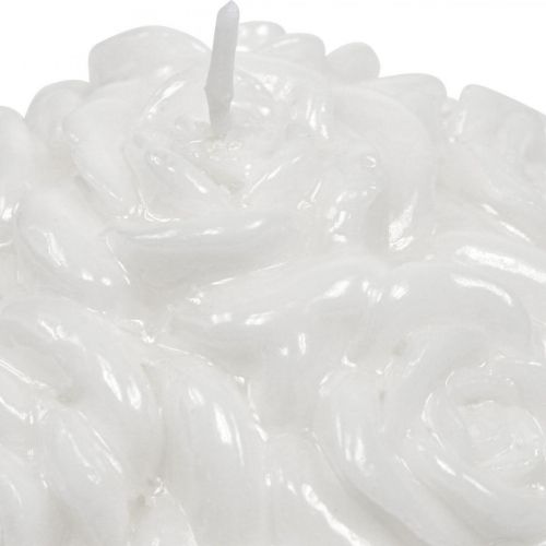 Product Ball candle roses round candle white table decoration Ø10.5cm