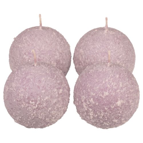 Product Round Candles Purple Snowball Glitter Ball Candles 8 cm 4pcs