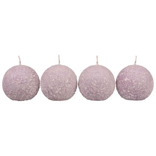 Product Round Candles Purple Snowball Glitter Ball Candles 8 cm 4 pcs