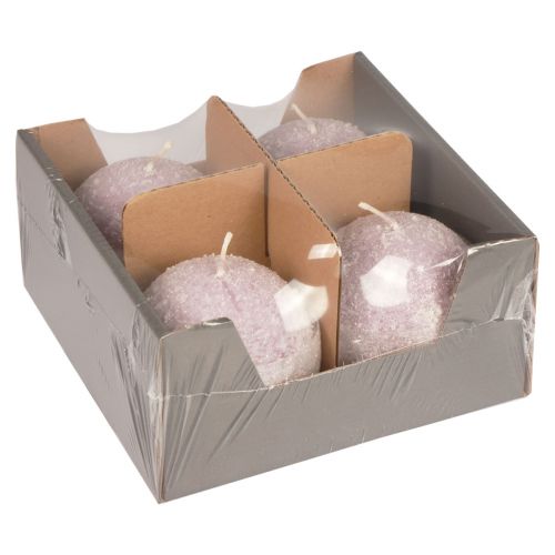 Product Round Candles Purple Snowball Glitter Ball Candles 8 cm 4 pcs