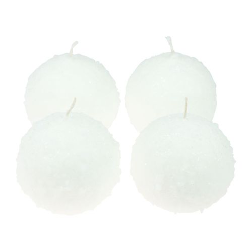 Product Ball candles white snowball candles ball candles Ø10cm 4 pcs