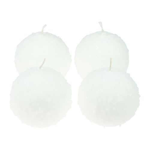 Floristik24 Ball candles white snowball candles ball candles Ø10cm 4pcs