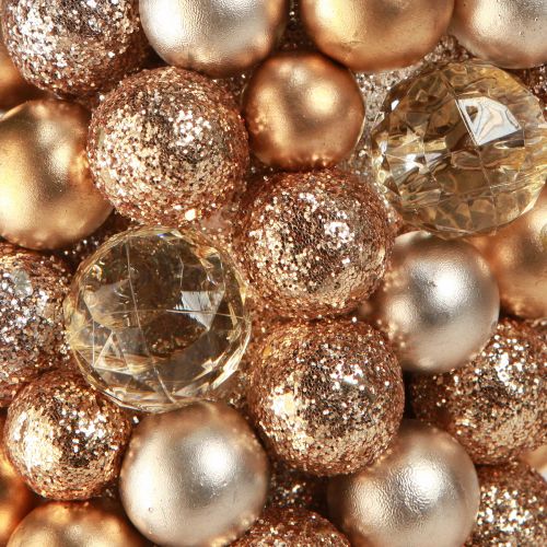 Floristik24 Ball Wreath Christmas Wreath Gold Pearl Clear Ø33cm