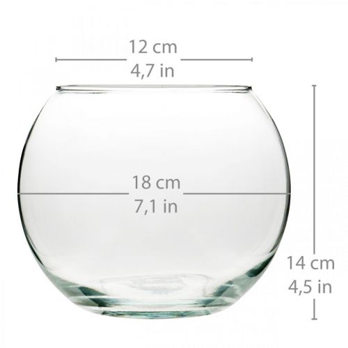 Product Ball vase glass vase clear round table vase flower vase Ø18cm H14cm