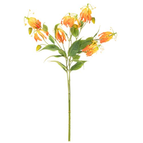 Artificial Gloriosa Flower Orange with Long Stems for Vases 80cm 3pcs | Floristik24.co.uk