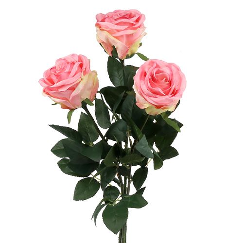 Floristik24 Artificial Flower Rose filled pink Ø10cm L65cm 3pcs