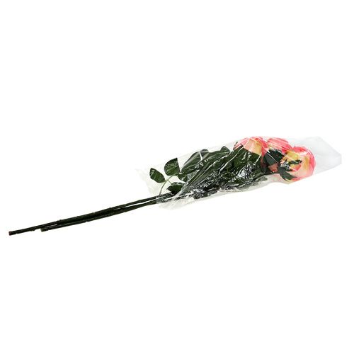 Floristik24 Artificial Flower Rose filled pink Ø10cm L65cm 3pcs