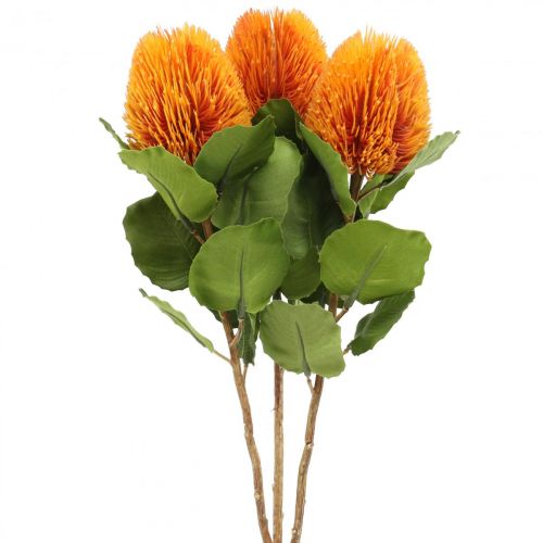 Artificial flowers, Banksia, Proteaceae Orange L58cm H6cm 3 pcs