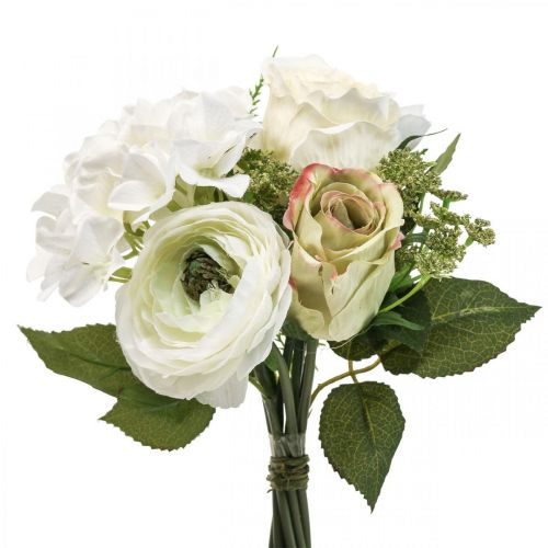 Floristik24 Artificial flowers deco bouquet roses ranunculus hydrangea H23cm
