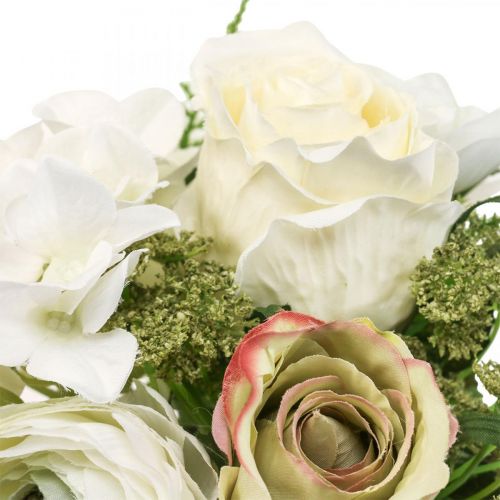 Floristik24 Artificial flowers deco bouquet roses ranunculus hydrangea H23cm