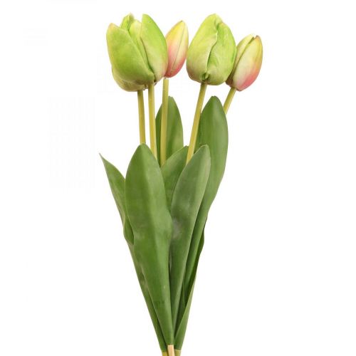 Artificial flowers tulip green, spring flower 48cm bundle of 5