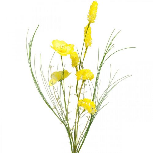 Floristik24 Bouquet of yellow artificial flowers, poppies and ranunculus in a bunch, silk flowers, spring decoration L45cm