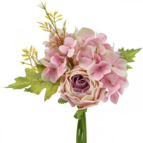 Product Artificial bouquet, hydrangea bouquet with roses pink 32cm
