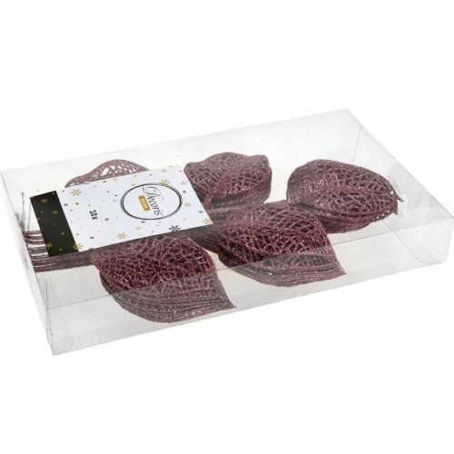 Floristik24 Artificial Plants, Decorative Leaves, Artificial Branch Pink Glitter L36cm 10 Pcs