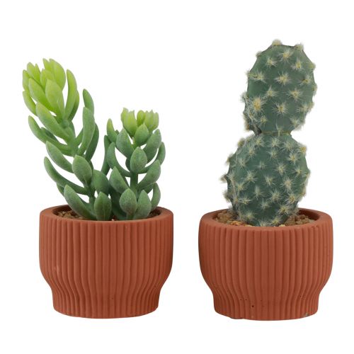 Product Artificial Plants Succulent Cactus Artificial Green Plant 14.5/15.5cm 2pcs