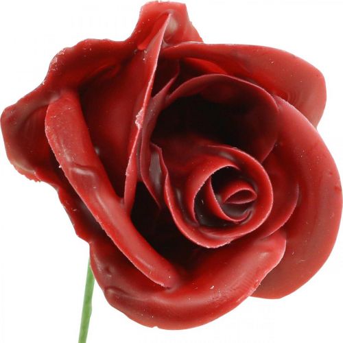 Floristik24 Artificial roses Bordeaux wax roses decorative roses wax Ø6cm 18 pcs