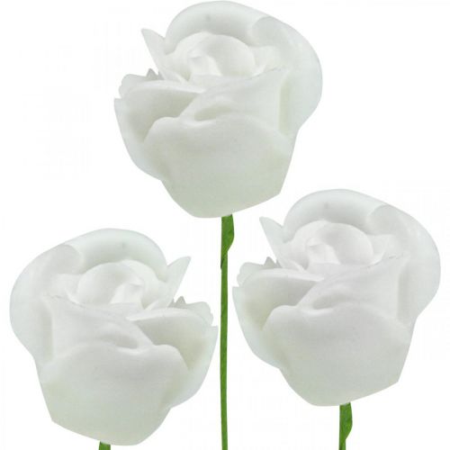 Artificial roses cream wax roses decorative roses wax Ø6cm 18 pcs