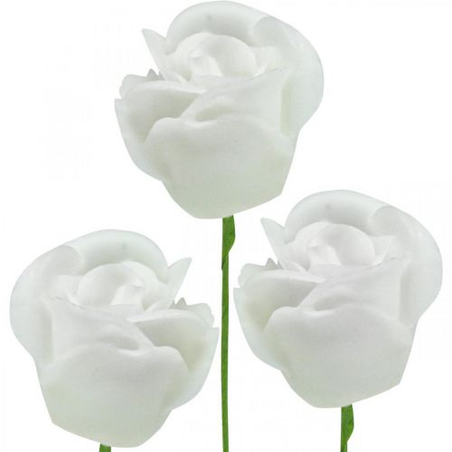 Artificial roses cream wax roses deco roses wax Ø6cm 18 pieces