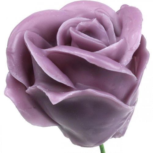 Product Artificial roses lilac wax roses deco roses wax Ø6cm 18 pieces