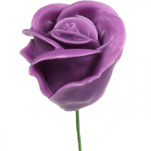 Product Artificial roses violet wax roses decorative roses wax Ø6cm 18 pcs