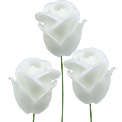 Floristik24 Artificial roses white wax roses decorative roses wax Ø6cm 18pcs