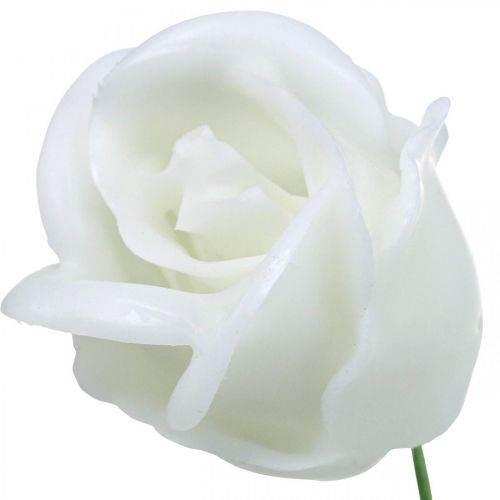 Product Artificial roses white wax roses decorative roses wax Ø6cm 18pcs