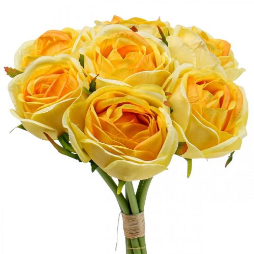 Floristik24 Artificial Roses Yellow Artificial Roses Silk Flowers 28cm 7pcs