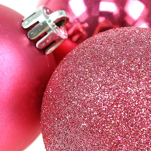 Product Plastic Christmas balls pink Ø6cm 10pcs