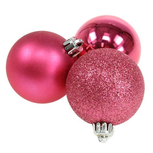 Floristik24 Plastic Christmas balls pink Ø6cm 10pcs