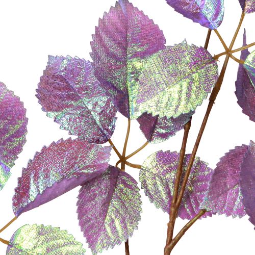 Product Artificial Branch Leaves Decoration Violet Metallic L103cm 2pcs