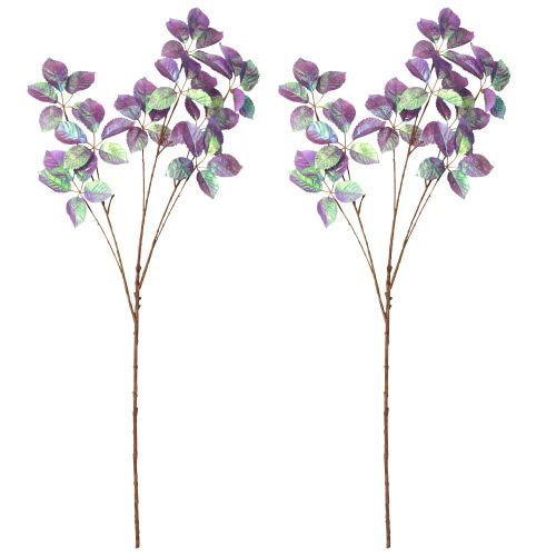 Product Artificial Branch Leaves Decoration Violet Metallic L103cm 2pcs