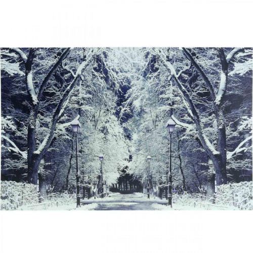 LED picture winter landscape park with lanterns LED mural 58x38cm