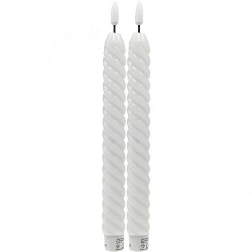 Floristik24 LED Taper Candles White Timer Real Wax For Battery 25cm 2 Pcs