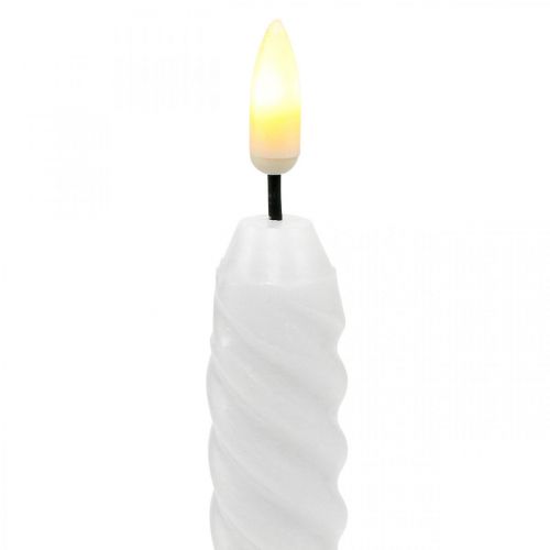 Floristik24 LED Taper Candles White Timer Real Wax For Battery 25cm 2 Pcs