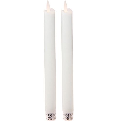 Product LED Candle Wax Taper Candles White For Battery 24cm 2 Pcs