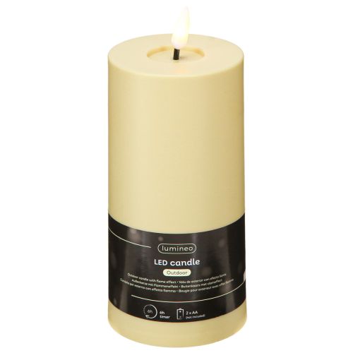 Floristik24 LED Candle with Timer Green Beige Outdoor Ø7.5cm H18cm