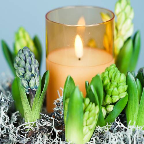 Floristik24 LED candle in a glass real wax orange Ø10cm H12.5cm