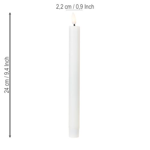 Floristik24 LED candles white taper candles wax warm white 24.5cm 2 pieces