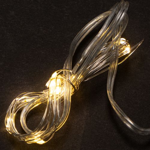 Luminous Battery-Operated Warm White LED Light Chain 10 LEDs 1m for Indoor Use