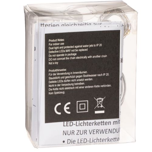 Luminous Battery-Operated Warm White LED Light Chain 10 LEDs 1m for Indoor Use | Floristik24.co.uk