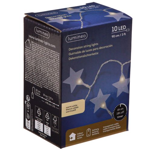 Product LED fairy lights stars with timer 10 LED warm white 90cm