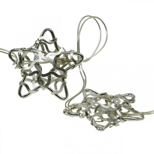 LED light chain stars micro LED timer inside silver 1.90m