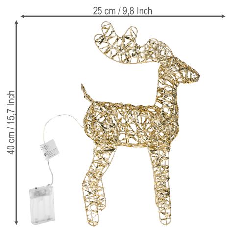 Product LED Reindeer Metal Christmas Decoration Indoor Golden H40cm