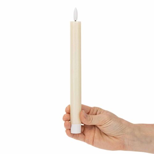 ProductNameCream White Real Wax LED Taper Candles, 24 cm, Warm White Light, Six Hour Timer, Set of 2/ProductName
ProductDescription<h2>LED Taper Candles for Indoor Table and Home Decor</h2>
<p>This set contains two cream white LED taper candles made from | Floristik24.co.uk