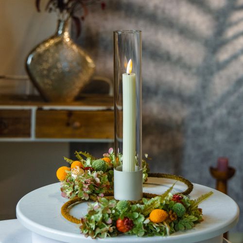 LED Pillar Candles with Timer Grooved Candles Cream 24.5cm 4pcs | Floristik24.co.uk
