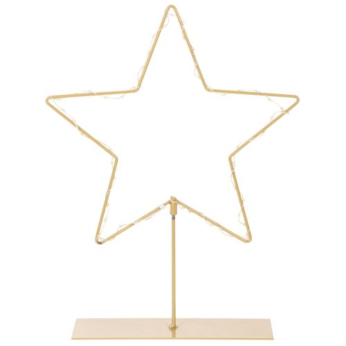 Metal Star Table Decoration with 50 LED Lights, Battery-Powered for Indoor Use, 33 cm, Gold