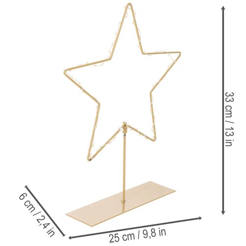 Metal Star Table Decoration with 50 LED Lights, Battery-Powered for Indoor Use, 33 cm, Gold | Floristik24.co.uk
