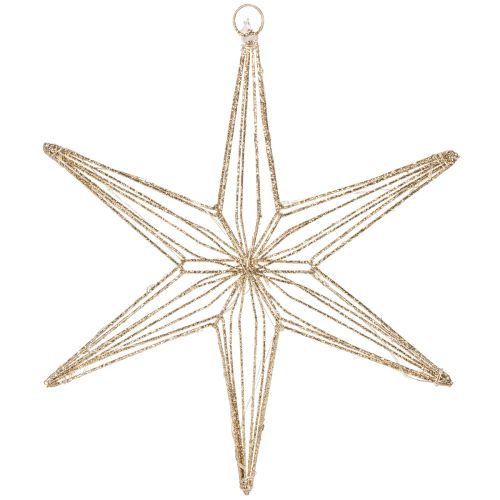 Gold Wire LED Star Decoration with Warm White Lights, 32cm, Indoor Use