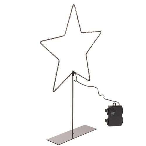 LED Star with Battery Compartment on Metal Base, 46cm, Black
