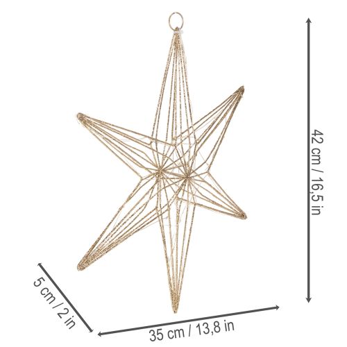 Deko LED Star Hanging Decoration with Wire, Warm White, 40 LEDs, 42 cm | Floristik24.co.uk